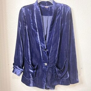 Velvet Blazer Jacket In Purple